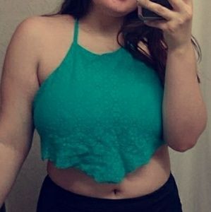 Teal Halter-Neck Swim Top